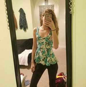 floral peplum tank w/ scoop neck